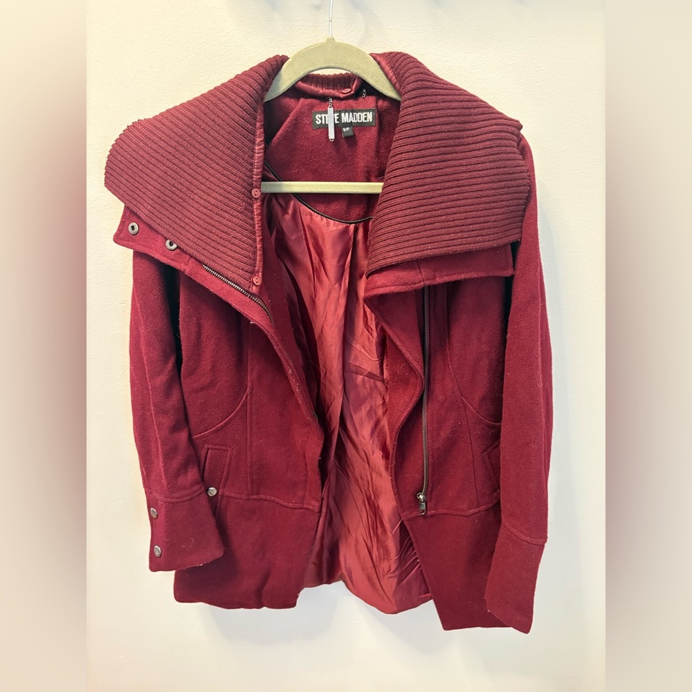 Steve Madden Women's Deep Burgundy Trench Coat